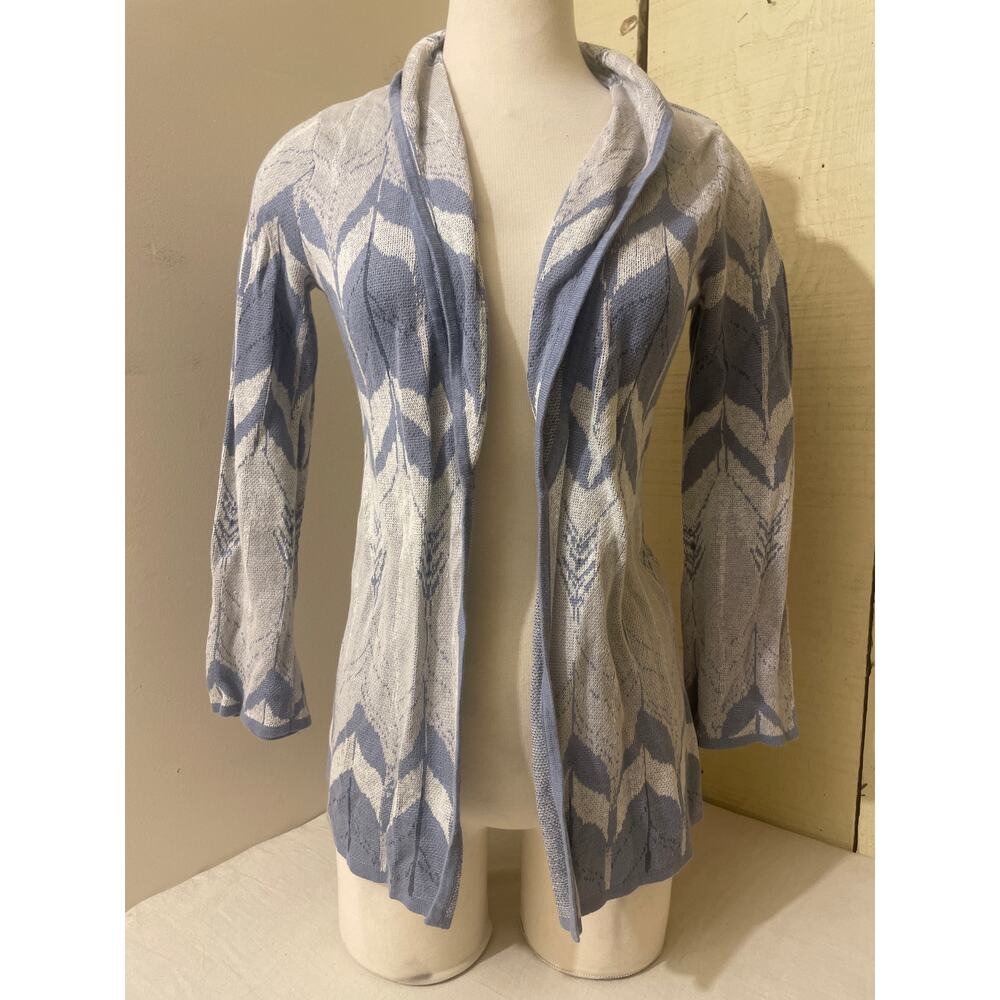 Pendleton Womens Size Small Petite Open Front Cardigan Linen‎ Cotton Blue Knit